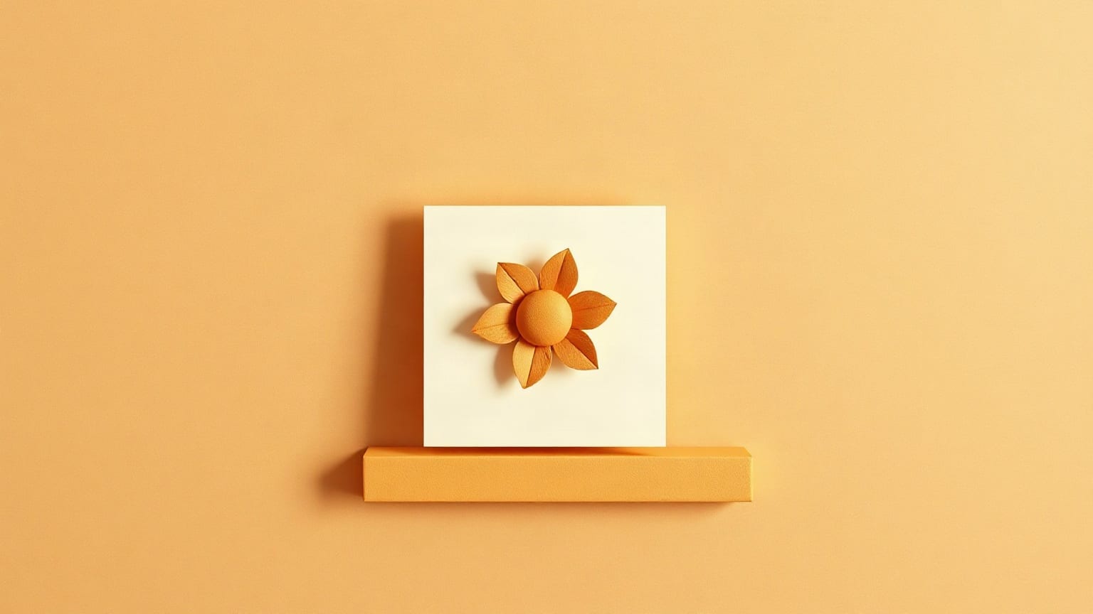 Cut-paper illustration: an upright rectangle with a rosette disc at its centre.